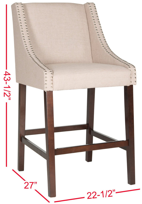 Safavieh Dylan Bar Stool - Chic Contemporary Design With Comfortable Seating For Modern And Transitional Spaces Taupe/Espresso FOX6222B