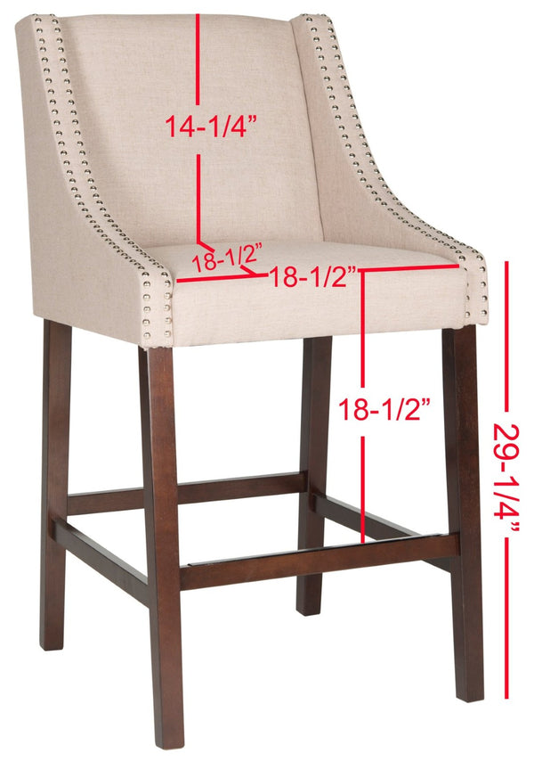 Safavieh Dylan Bar Stool - Chic Contemporary Design With Comfortable Seating For Modern And Transitional Spaces Taupe/Espresso FOX6222B