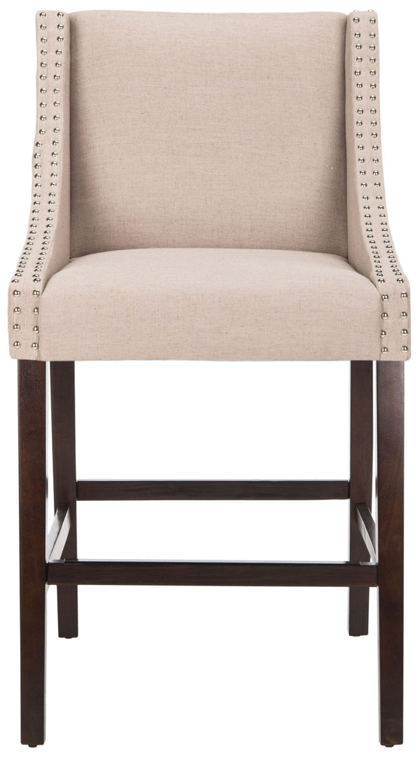 Safavieh Dylan Bar Stool - Chic Contemporary Design With Comfortable Seating For Modern And Transitional Spaces Taupe/Espresso FOX6222B