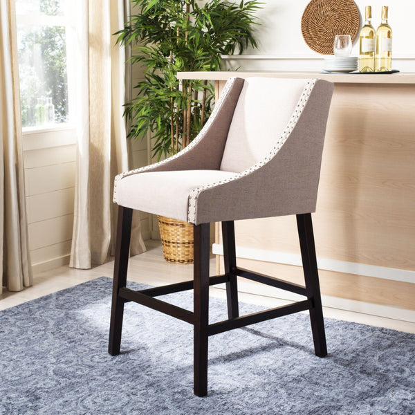 Safavieh Dylan Bar Stool - Chic Contemporary Design With Comfortable Seating For Modern And Transitional Spaces Taupe/Espresso FOX6222B