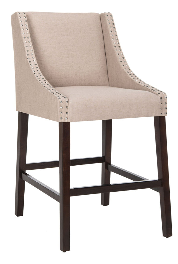 Safavieh Dylan Bar Stool - Chic Contemporary Design With Comfortable Seating For Modern And Transitional Spaces Taupe/Espresso FOX6222B