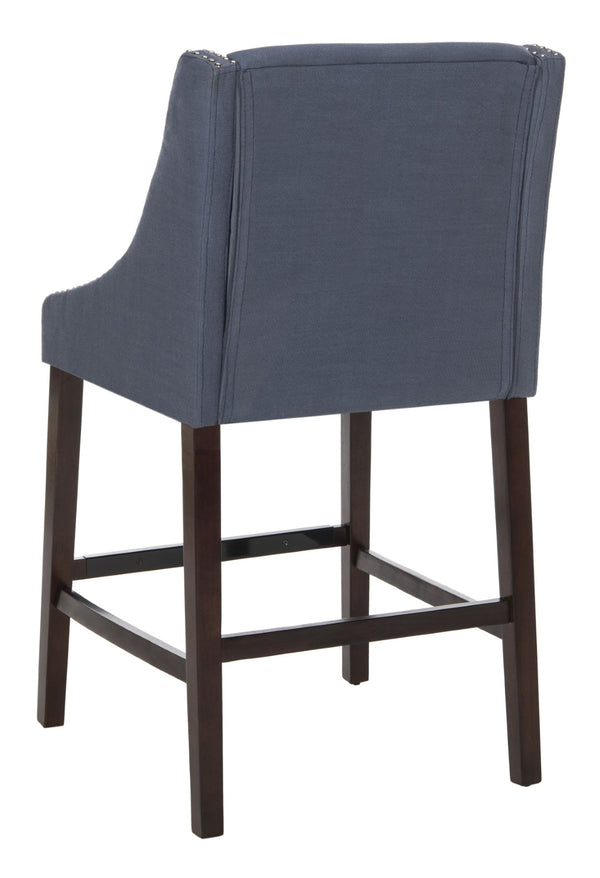 Safavieh Dylan Bar Stool - Chic Contemporary Design With Comfortable Seating For Modern And Transitional Spaces Navy/Espresso FOX6222C