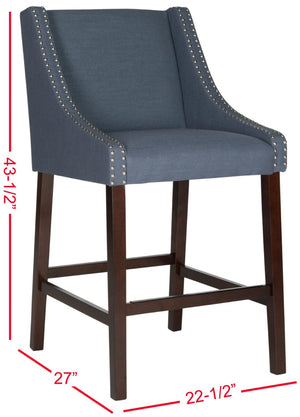Safavieh Dylan Bar Stool - Chic Contemporary Design With Comfortable Seating For Modern And Transitional Spaces Navy/Espresso FOX6222C
