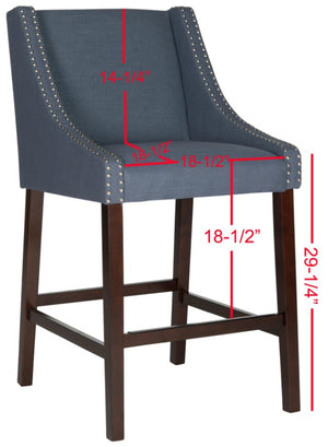 Safavieh Dylan Bar Stool - Chic Contemporary Design With Comfortable Seating For Modern And Transitional Spaces Navy/Espresso FOX6222C