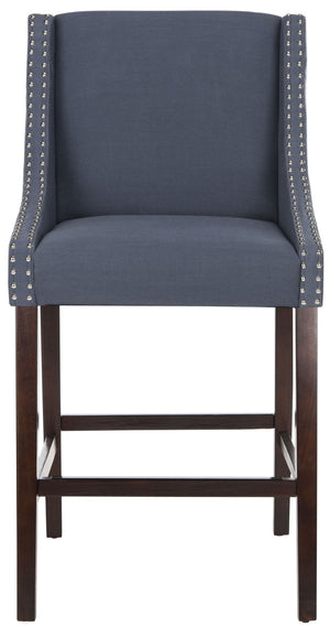 Safavieh Dylan Bar Stool - Chic Contemporary Design With Comfortable Seating For Modern And Transitional Spaces Navy/Espresso FOX6222C