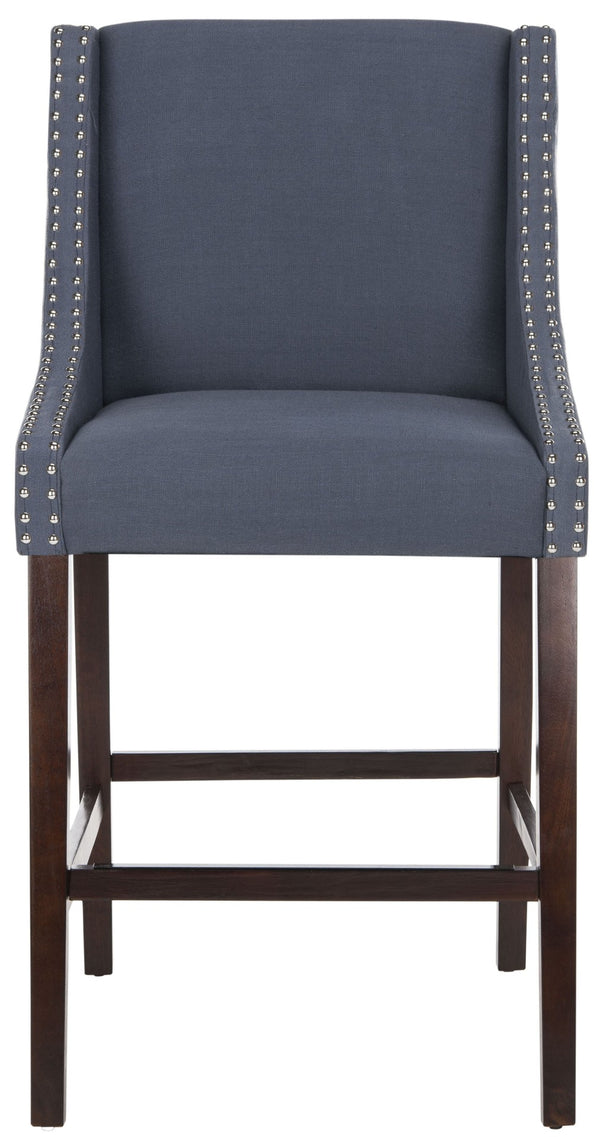 Safavieh Dylan Bar Stool - Chic Contemporary Design With Comfortable Seating For Modern And Transitional Spaces Navy/Espresso FOX6222C