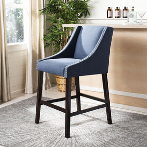 Safavieh Dylan Bar Stool - Chic Contemporary Design With Comfortable Seating For Modern And Transitional Spaces Navy/Espresso FOX6222C