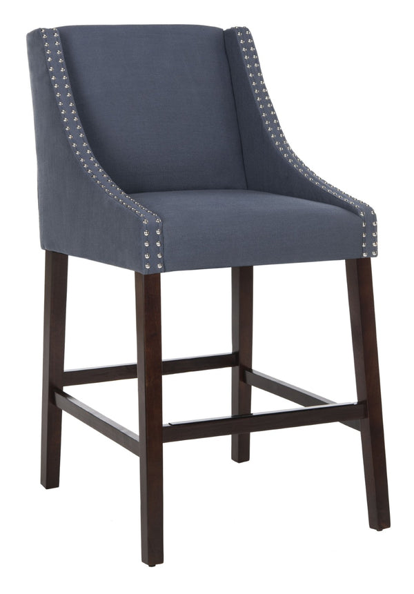 Safavieh Dylan Bar Stool - Chic Contemporary Design With Comfortable Seating For Modern And Transitional Spaces Navy/Espresso FOX6222C