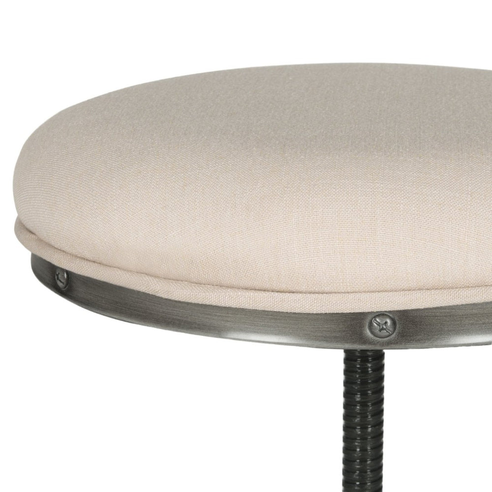 Safavieh Wildomar Stylish Swivel Stool - Industrial Mid-Century Design With Beige Linen & Burnt Oak Finish FOX6226C