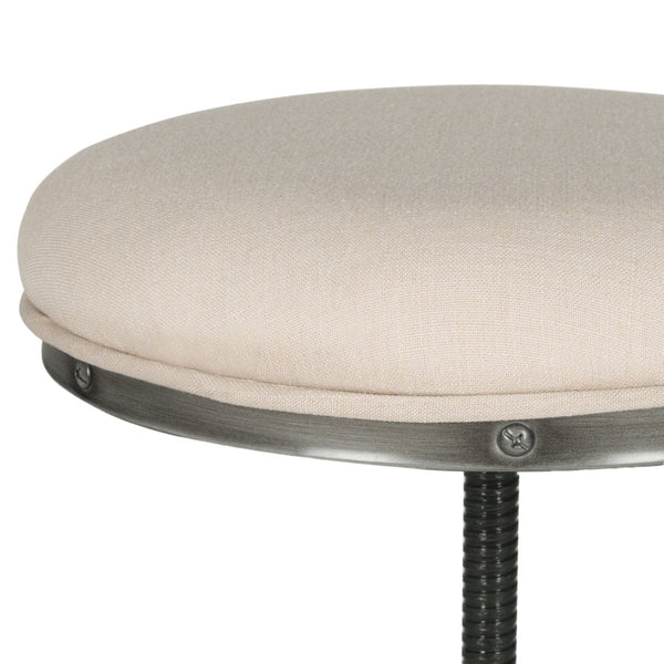Safavieh Wildomar Stylish Swivel Stool - Industrial Mid-Century Design With Beige Linen & Burnt Oak Finish FOX6226C