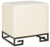 Safavieh Matthias Faux Ostrich Ottoman Cream/Gold FOX6230A