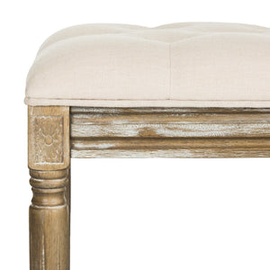Safavieh Rocha 19''H French-Inspired Tufted Wood Bench - Elegant Rustic Charm For Entryways & Living Spaces Beige/Rustic Oak FOX6231A