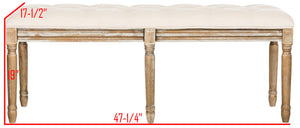 Safavieh Rocha 19''H French-Inspired Tufted Wood Bench - Elegant Rustic Charm For Entryways & Living Spaces Beige/Rustic Oak FOX6231A