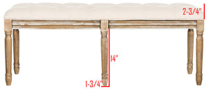 Safavieh Rocha 19''H French-Inspired Tufted Wood Bench - Elegant Rustic Charm For Entryways & Living Spaces Beige/Rustic Oak FOX6231A
