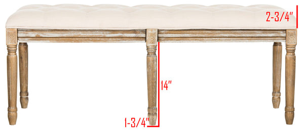 Safavieh Rocha 19''H French-Inspired Tufted Wood Bench - Elegant Rustic Charm For Entryways & Living Spaces Beige/Rustic Oak FOX6231A
