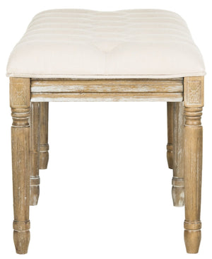 Safavieh Rocha 19''H French-Inspired Tufted Wood Bench - Elegant Rustic Charm For Entryways & Living Spaces Beige/Rustic Oak FOX6231A