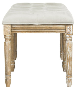 Safavieh Rocha 19''H French-Inspired Tufted Wood Bench - Elegant Rustic Charm For Entryways & Living Spaces Grey Velvet/Rustic Oak FOX6231B