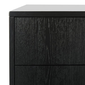 Safavieh Lorna Contemporary Nightstand With 3 Spacious Drawers For Elegant Bedroom Storage Solutions Black/Silver FOX6232A