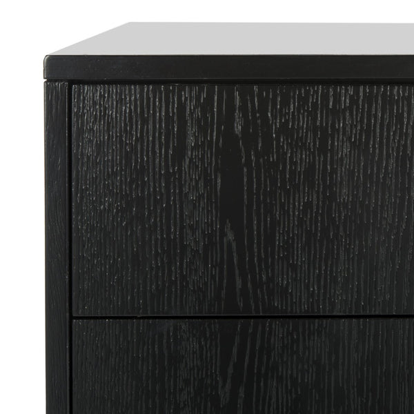 Safavieh Lorna Contemporary Nightstand With 3 Spacious Drawers For Elegant Bedroom Storage Solutions Black/Silver FOX6232A