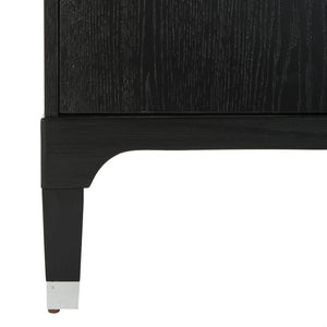 Safavieh Lorna Contemporary Nightstand With 3 Spacious Drawers For Elegant Bedroom Storage Solutions Black/Silver FOX6232A