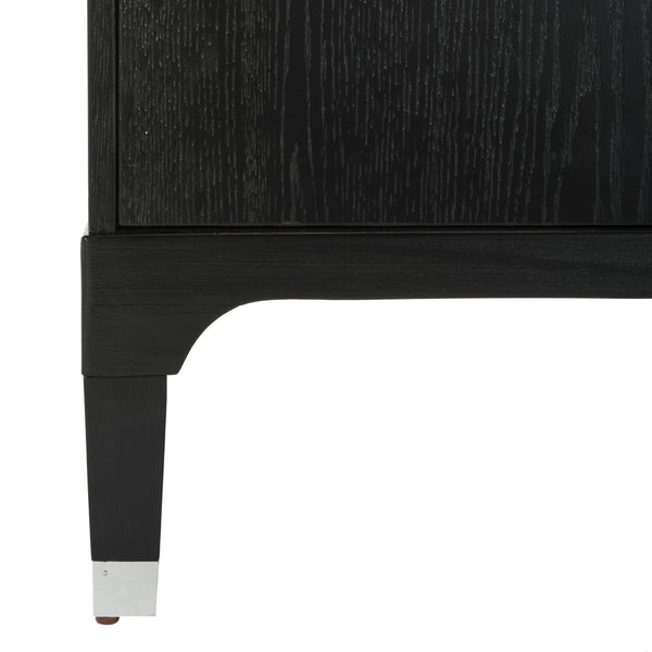 Safavieh Lorna Contemporary Nightstand With 3 Spacious Drawers For Elegant Bedroom Storage Solutions Black/Silver FOX6232A