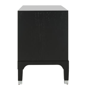 Safavieh Lorna Contemporary Nightstand With 3 Spacious Drawers For Elegant Bedroom Storage Solutions Black/Silver FOX6232A