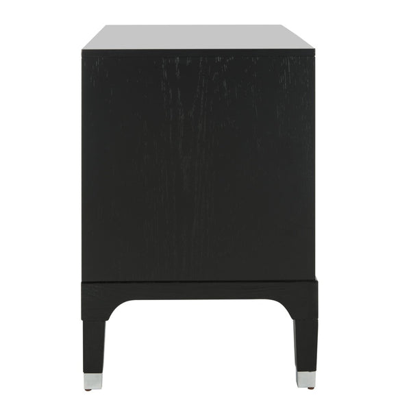 Safavieh Lorna Contemporary Nightstand With 3 Spacious Drawers For Elegant Bedroom Storage Solutions Black/Silver FOX6232A