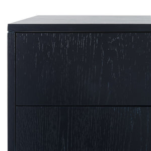 Safavieh Lorna Contemporary Nightstand With 3 Spacious Drawers For Elegant Bedroom Storage Solutions Navy/Gold FOX6232B