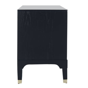 Safavieh Lorna Contemporary Nightstand With 3 Spacious Drawers For Elegant Bedroom Storage Solutions Navy/Gold FOX6232B