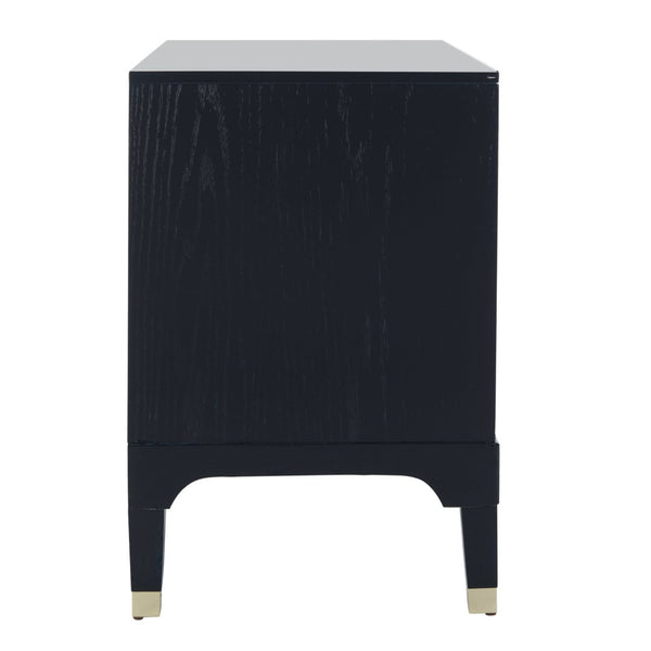 Safavieh Lorna Contemporary Nightstand With 3 Spacious Drawers For Elegant Bedroom Storage Solutions Navy/Gold FOX6232B