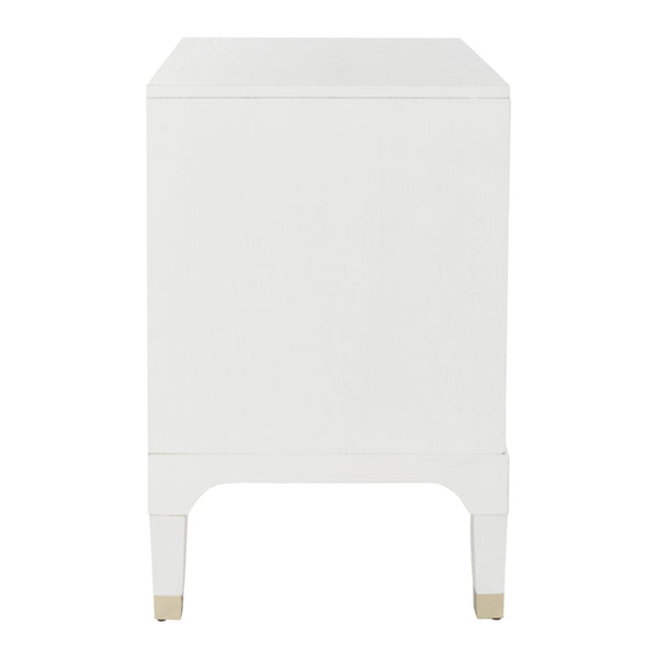 Safavieh Lorna Contemporary Nightstand With 3 Spacious Drawers For Elegant Bedroom Storage Solutions White/Gold FOX6232C