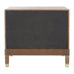 Safavieh Lorna Contemporary Nightstand With 3 Spacious Drawers For Elegant Bedroom Storage Solutions Oak Wood Vaneer/Gold FOX6232D