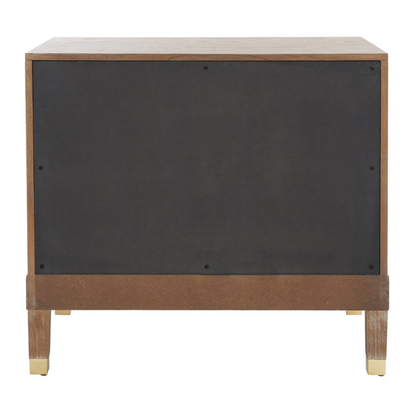 Safavieh Lorna Contemporary Nightstand With 3 Spacious Drawers For Elegant Bedroom Storage Solutions Oak Wood Vaneer/Gold FOX6232D
