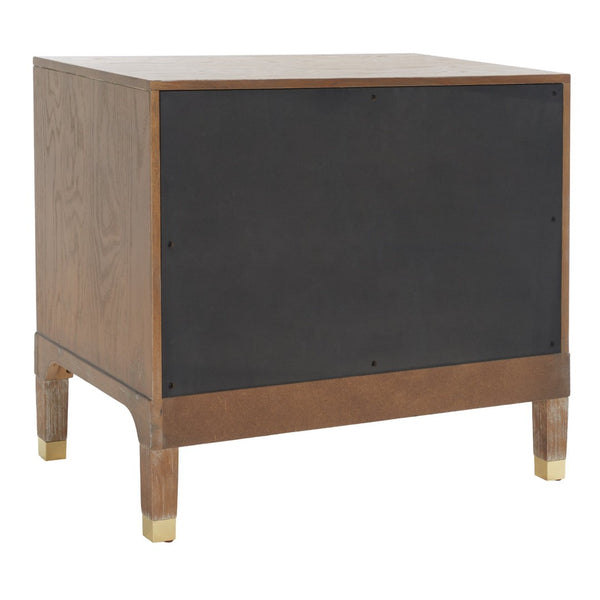 Safavieh Lorna Contemporary Nightstand With 3 Spacious Drawers For Elegant Bedroom Storage Solutions Oak Wood Vaneer/Gold FOX6232D