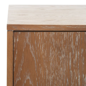 Safavieh Lorna Contemporary Nightstand With 3 Spacious Drawers For Elegant Bedroom Storage Solutions Oak Wood Vaneer/Gold FOX6232D