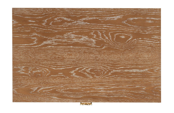 Safavieh Lorna Contemporary Nightstand With 3 Spacious Drawers For Elegant Bedroom Storage Solutions Oak Wood Vaneer/Gold FOX6232D