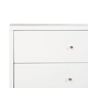 Safavieh Lyla Mid-Century Modern Nightstand With Two Drawers For Stylish Storage And Timeless Elegance White/Gold FOX6234B