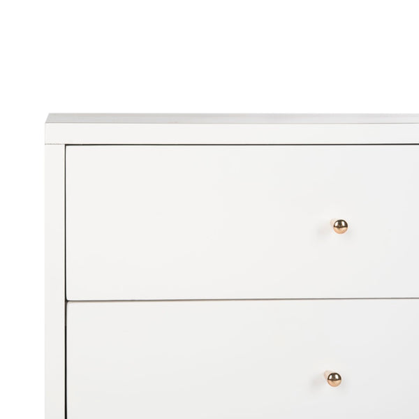 Safavieh Lyla Mid-Century Modern Nightstand With Two Drawers For Stylish Storage And Timeless Elegance White/Gold FOX6234B