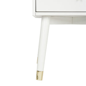 Safavieh Lyla Mid-Century Modern Nightstand With Two Drawers For Stylish Storage And Timeless Elegance White/Gold FOX6234B