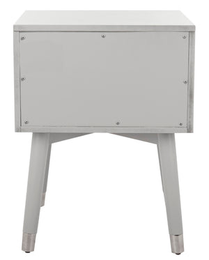 Safavieh Lyla Mid-Century Modern Nightstand With Two Drawers, Vintage Italian Design For Stylish Storage Grey/Silver FOX6234C