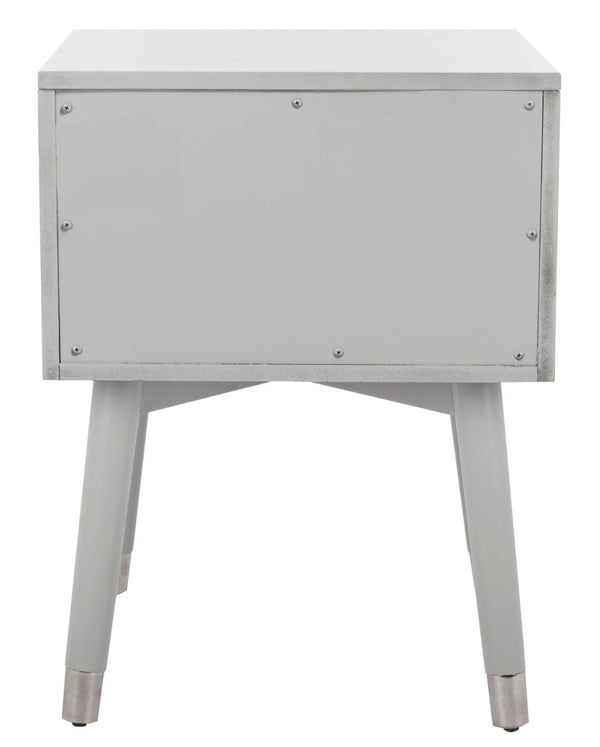 Safavieh Lyla Mid-Century Modern Nightstand With Two Drawers, Vintage Italian Design For Stylish Storage Grey/Silver FOX6234C