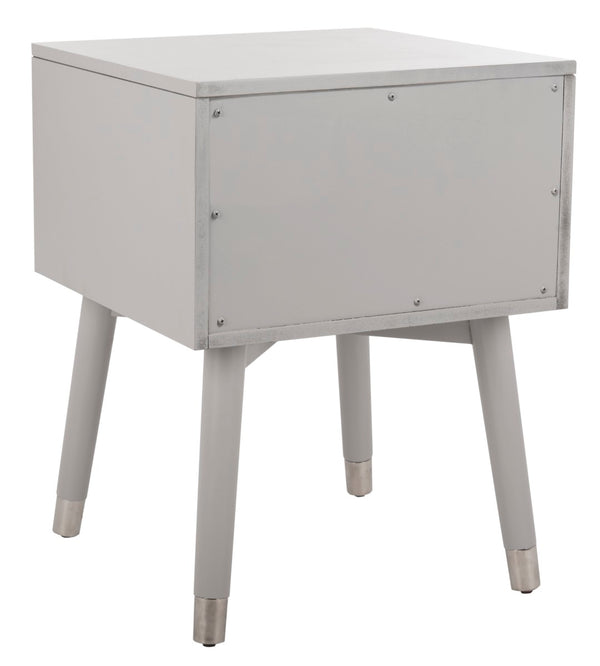 Safavieh Lyla Mid-Century Modern Nightstand With Two Drawers, Vintage Italian Design For Stylish Storage Grey/Silver FOX6234C