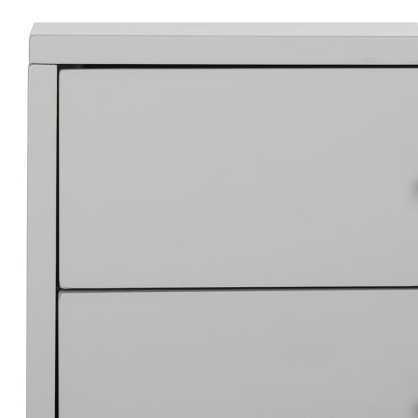 Safavieh Lyla Mid-Century Modern Nightstand With Two Drawers, Vintage Italian Design For Stylish Storage Grey/Silver FOX6234C