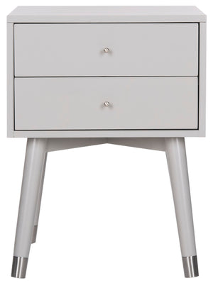Safavieh Lyla Mid-Century Modern Nightstand With Two Drawers, Vintage Italian Design For Stylish Storage Grey/Silver FOX6234C