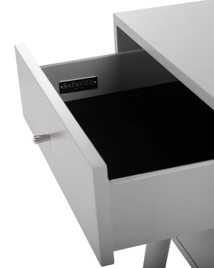 Safavieh Lyla Mid-Century Modern Nightstand With Two Drawers, Vintage Italian Design For Stylish Storage Grey/Silver FOX6234C