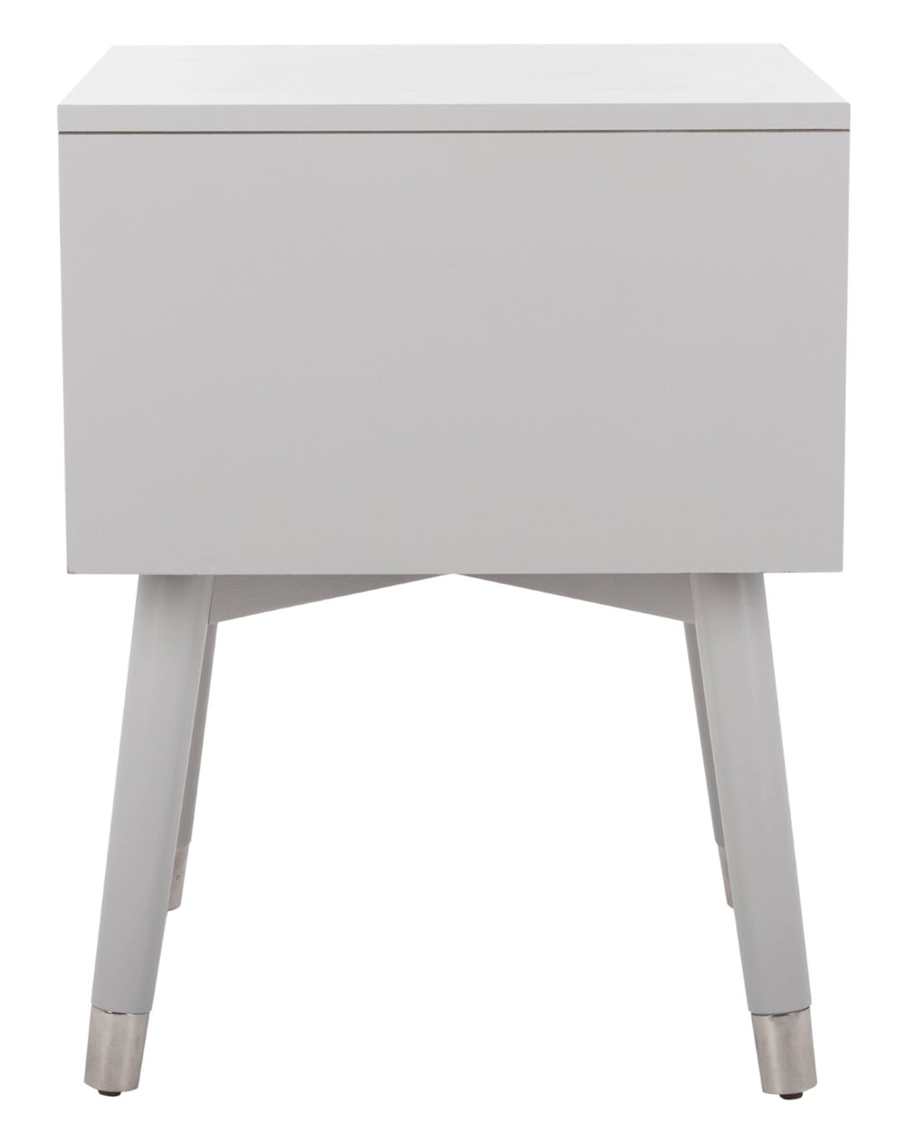 Safavieh Lyla Mid-Century Modern Nightstand With Two Drawers, Vintage Italian Design For Stylish Storage Grey/Silver FOX6234C