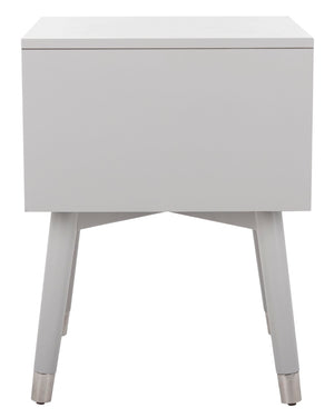 Safavieh Lyla Mid-Century Modern Nightstand With Two Drawers, Vintage Italian Design For Stylish Storage Grey/Silver FOX6234C