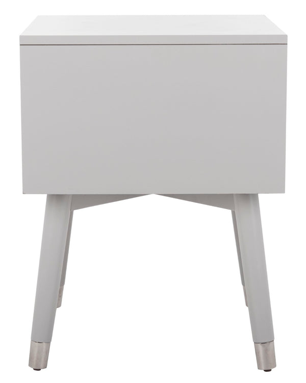 Safavieh Lyla Mid-Century Modern Nightstand With Two Drawers, Vintage Italian Design For Stylish Storage Grey/Silver FOX6234C