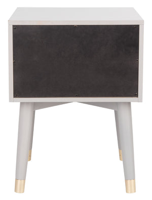 Safavieh Lyla Mid-Century Modern Nightstand With Two Drawers, Vintage Italian Design For Stylish Storage Grey/Gold FOX6234F
