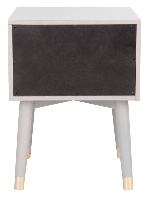 Safavieh Lyla Mid-Century Modern Nightstand With Two Drawers, Vintage Italian Design For Stylish Storage Grey/Gold FOX6234F